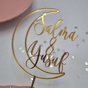Personalised Acrylic Moon Cake Topper/Charm | Multiple Colour Options