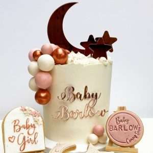 Baby Name or Age Moon & Star Cake topper Set | Multiple Colour Options