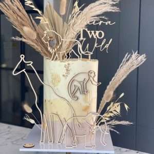 Personalised Animal Themed Line Art Cake Topper Set | Multiple Colour Options