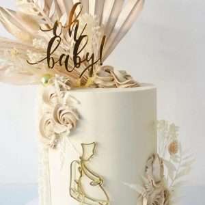 Oh Baby Cake Topper and Line Art Charm | Personalised | Various Sizes & Colours