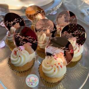 Personalised Acrylic Cake Discs/Cupcake Toppers/Tags | Multiple Sizes, Colours & Fonts