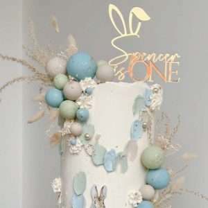 Personalised Acrylic Bunny Ears Cake Topper | Multiple Colour Options