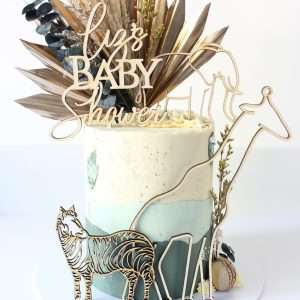 Personalised Animal Themed Line Art Cake Topper Set | Multiple Colour Options