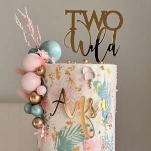 Personalised Two Wild Cake Topper and Name Charm Set | Multiple Colour Options