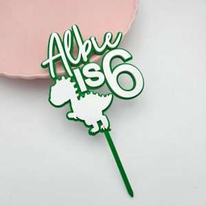 Double Layer Acrylic "Name is Age" Dinosaur Topper/Charm | Multiple Colour Options