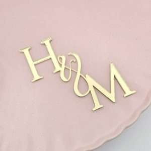 Personalised Acrylic Wedding Initials Cake Topper/Charm | Multiple Colour Options